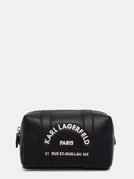 Pungă cosmetică Karl Lagerfeld din piele negru