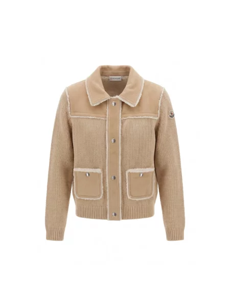 Kardigan Moncler wełniany brązowy