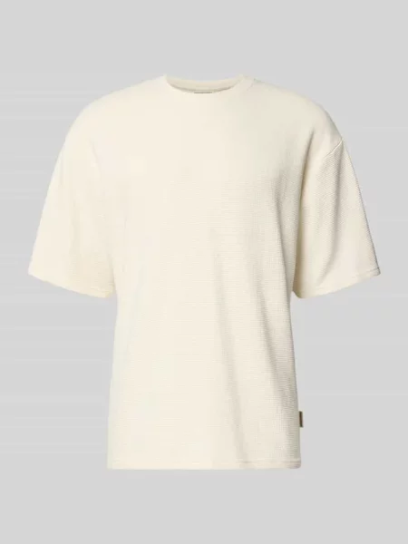 T-shirt z fakturowanym wzorem i okrągłym dekoltem model PETER' Redefined Rebel biała