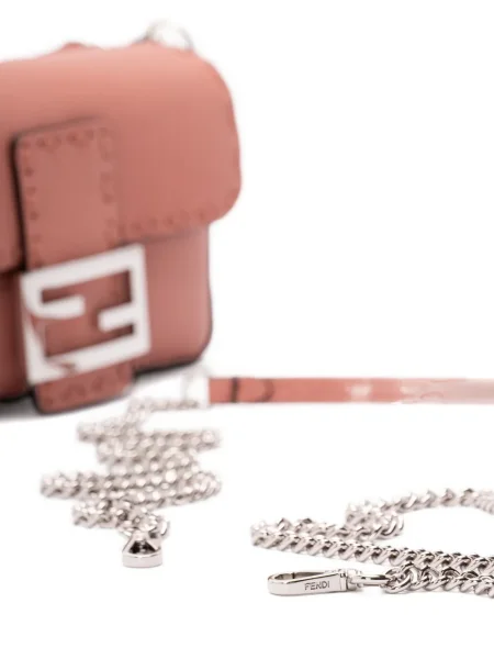 Colier Fendi din piele roz