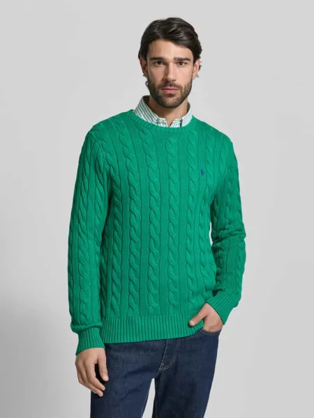 Regular Fit sweter dzianinowy z czystej bawełny Polo Ralph Lauren zielony