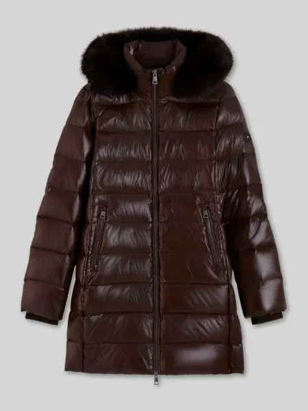 Kurtka w stylu puffer z kaptur z puchu Tommy Hilfiger
