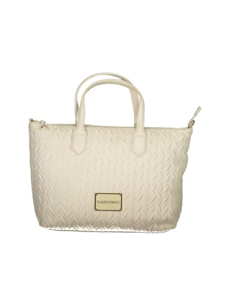 Lniana shopperka Valentino By Mario Valentino biała