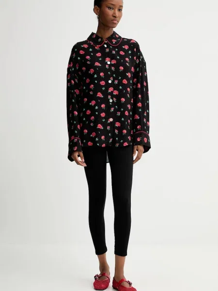 The Sleeper koszula relaxed z kołnierzykiem klasycznym czarny