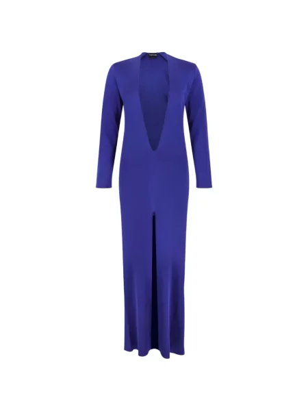 Rochie maxi Tom Ford cu decolteu în V albastru