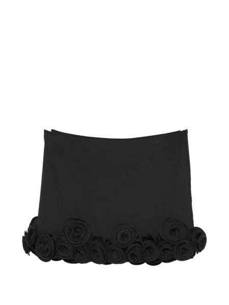 Fusta mini La Reveche cu model floral cu aplicații negru