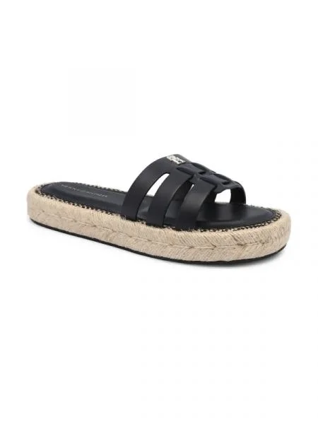 Tommy Hilfiger Bőr papucs fekete