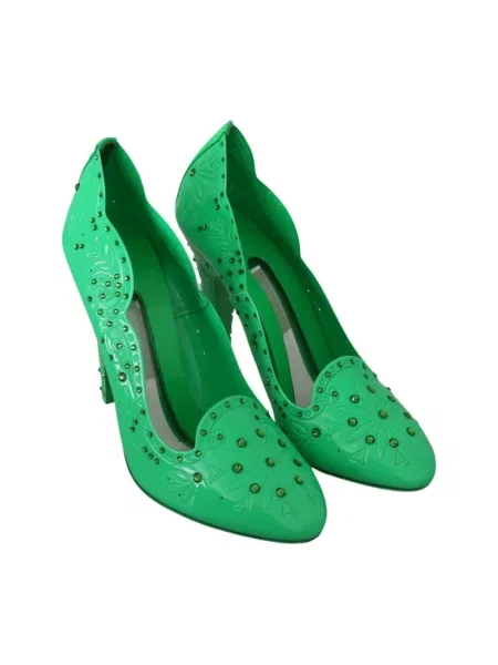 Czółenka Dolce And Gabbana skórzana zielona