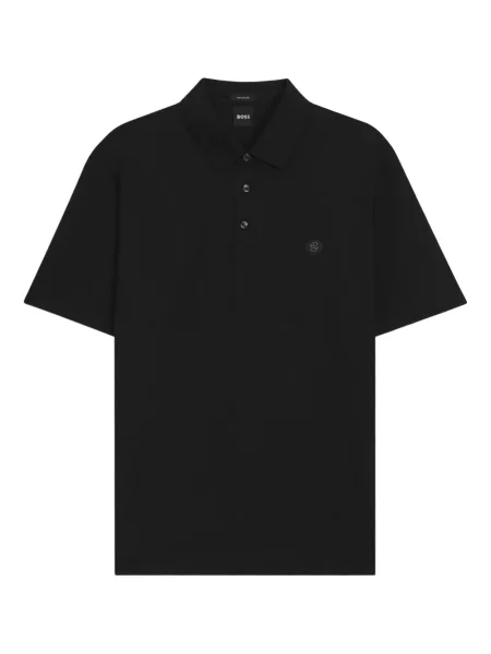 Tricou polo Boss cu autograf negru