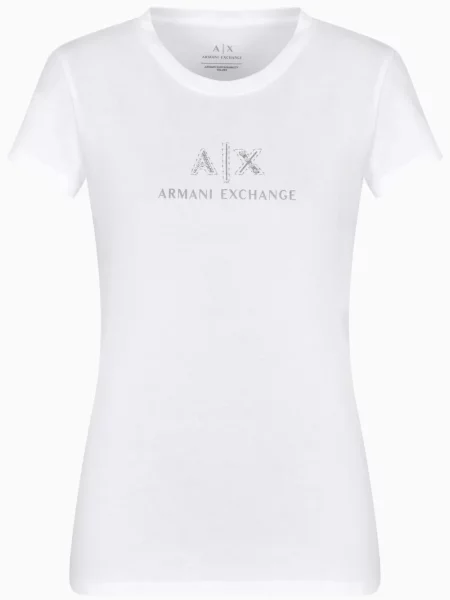 Tricou Armani Exchange cu autograf alb
