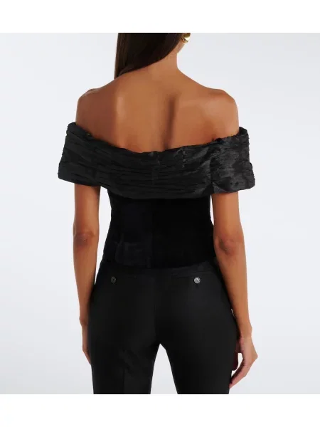 Top Rixo de catifea negru