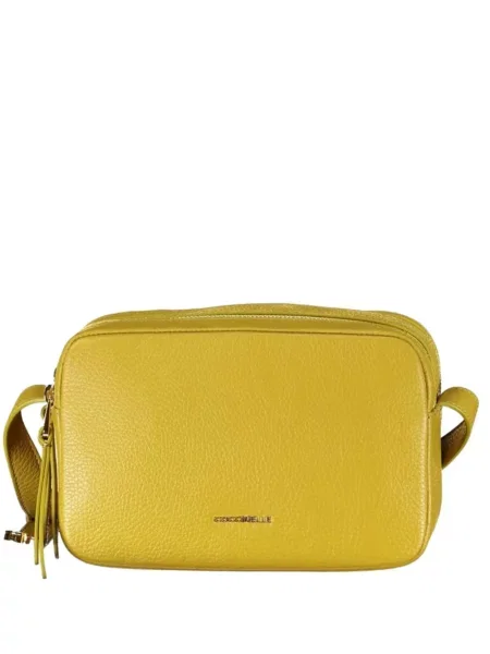 Geanta crossbody Coccinelle din piele cu autograf galben