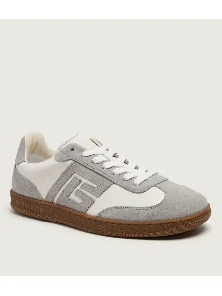 Balmain Sneakers Swan | piele întoarsă cu adaos de piele gri