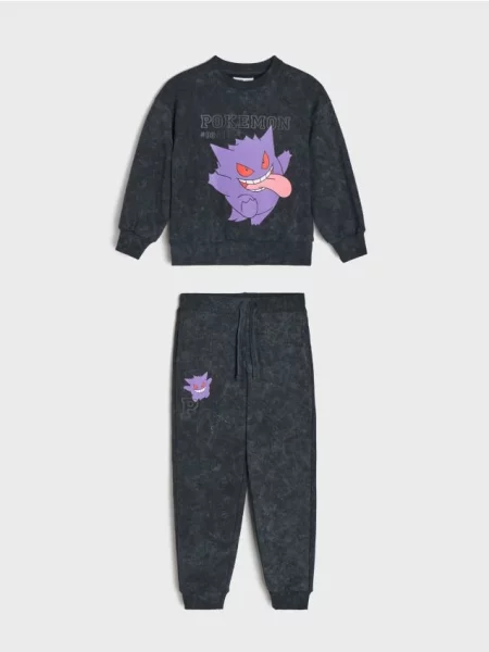 Sinsay Souprava mikiny a kalhot s efektem stone wash Pokémon černá