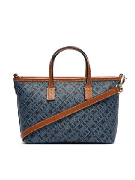 Tommy Hilfiger Ročna torba Th Monoplay Mini Tote Corp Mornarsko modra