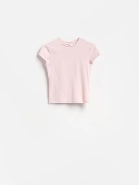 Reserved Tricou slim fit roz-pastel roz