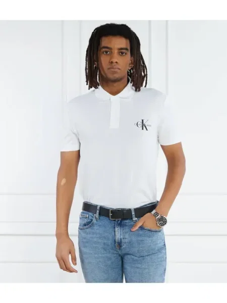 Calvin Klein Jeans Polo MONOLOGO alb