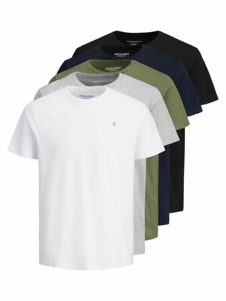 JACK & JONES Tricou / gri deschis / oliv / albastru închis / negru alb
