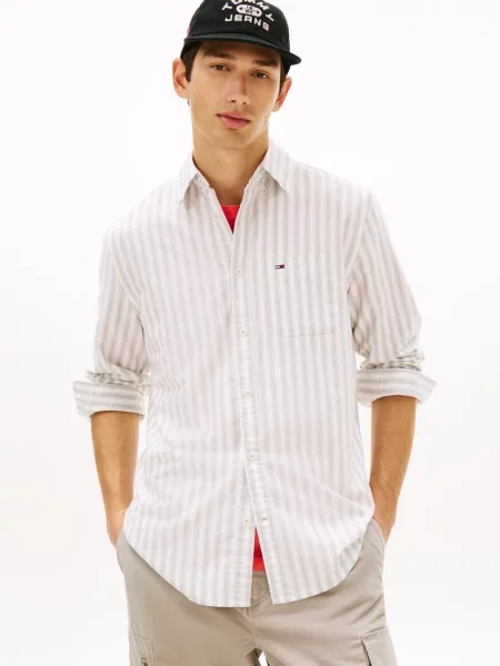 Tommy Jeans koszula casual Mężczyźni Regular Fit wzorzysty M szary