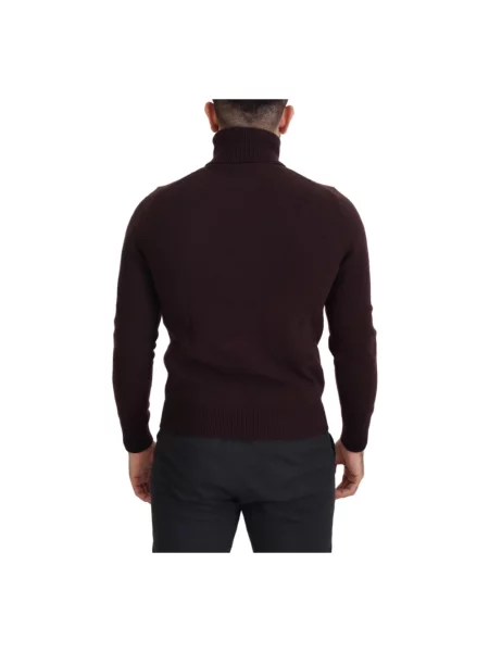 Sweter z golfem Dolce And Gabbana wełniany z wysokim kołnierzem brązowy