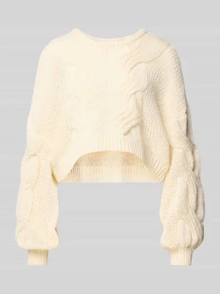 Sweter z dzianiny krótki z prążkowanymi wykończeniami model ‘LOES’ Noisy May