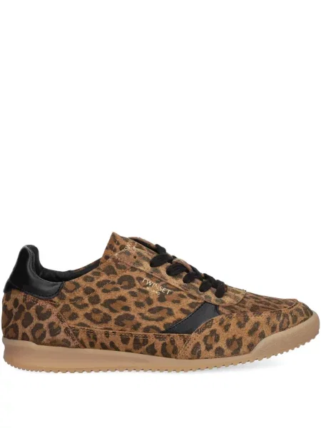 Sneakerși Twinset cu imagine cu model leopard maro