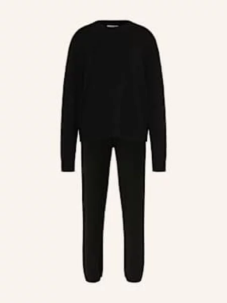 Soft Goat Zestaw: Sweter Z Kaszmiru I Spodnie Z Dzianiny Z Kaszmiru schwarz czarne