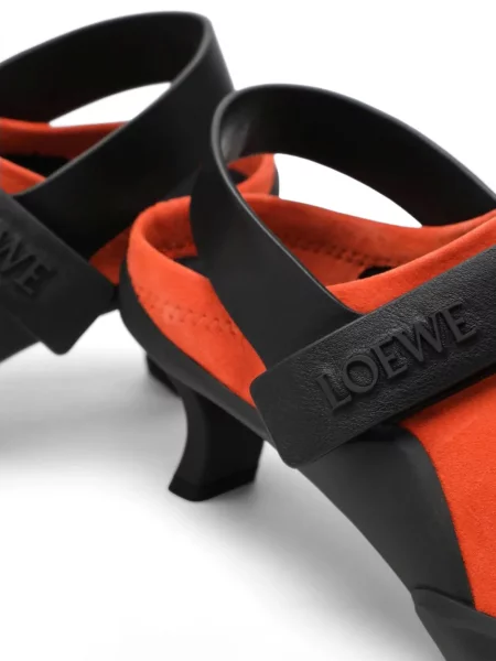 Pantofi cu toc Loewe din piele de căprioară slingback portocaliu