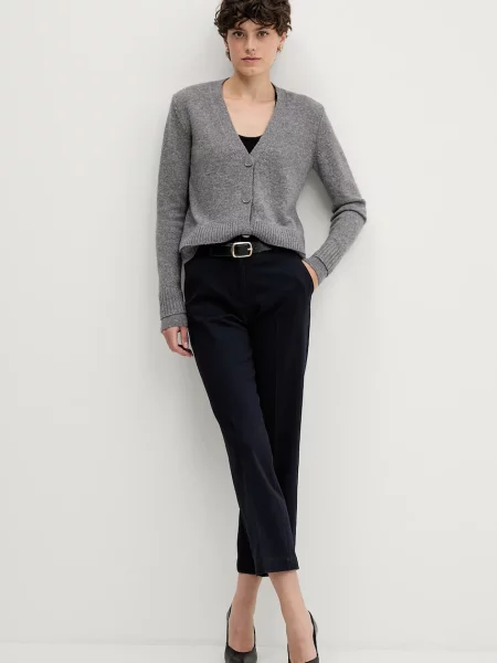 Штани Sisley прямі висока посадка фіолетовий