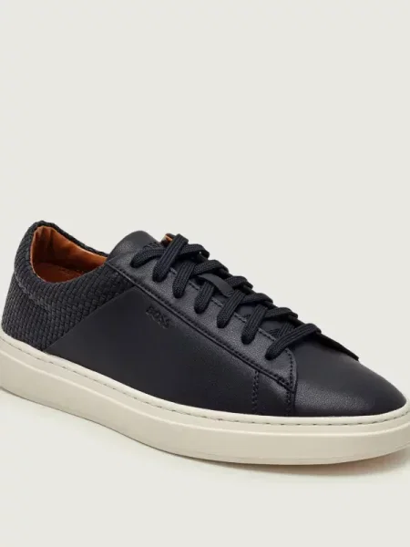 BOSS BLACK Teniși din piele Kieran_Tenn_lwvpu negru
