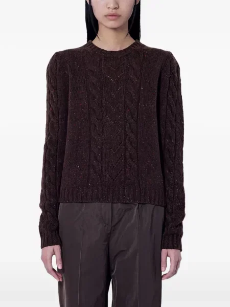 Pulover Max Mara cu decolteu rotund maro
