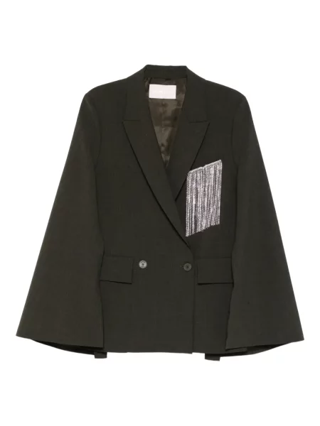 Płaszcz Circus Hotel z frędzli dwurzędowy zielony