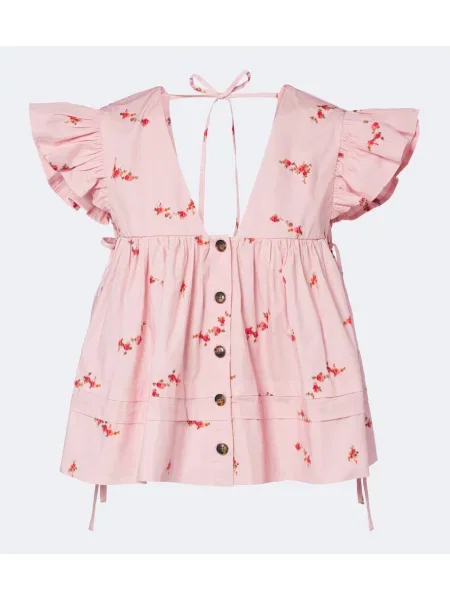 Top Ganni cu model floral roz