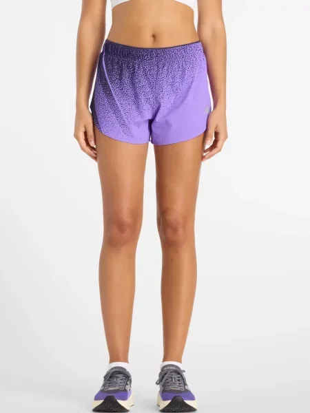 Короткі спортивні шорти New Balance з принтом фіолетові
