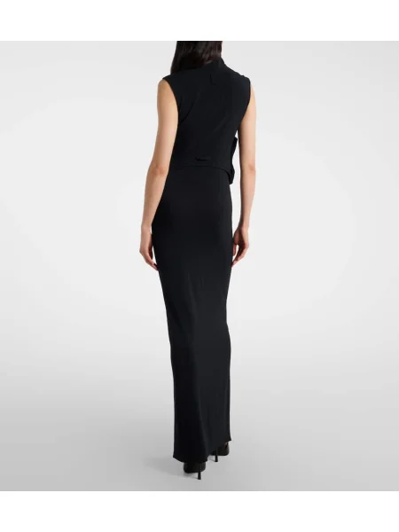 Rochie maxi Jean Paul Gaultier din jerseu drapată de costum negru