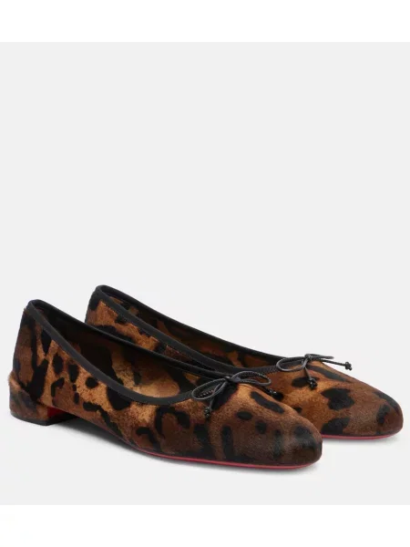 Balerini Christian Louboutin cu imagine cu model leopard maro