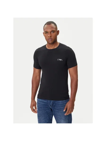 Emporio Armani Underwear póló otthoni viseletre 2 db nyomott mintás fekete