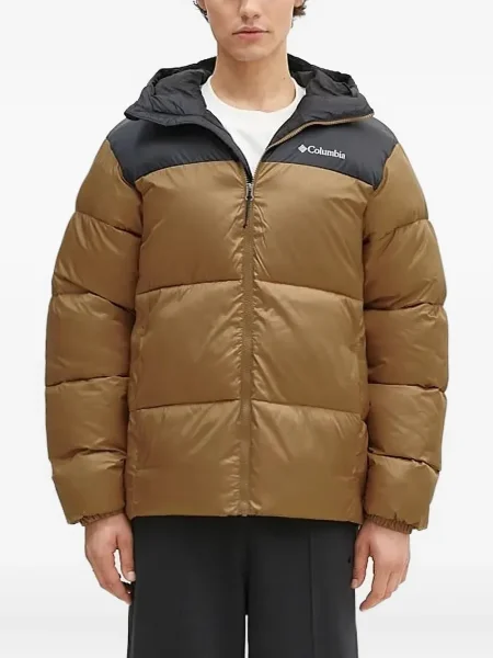 Geacă cu puf Columbia cu glugă maro