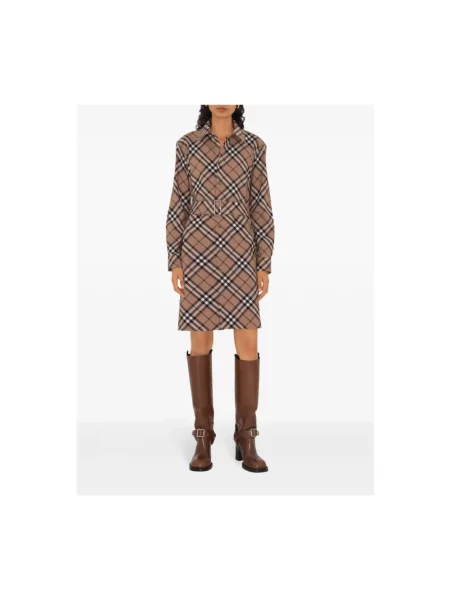 Sukienka Burberry w kratę beżowa