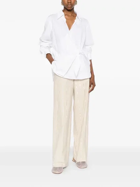 Pantaloni Isabelle Blanche cu paiete