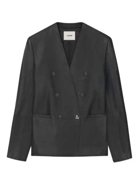 Kurtka skórzana áeron dwurzędowa czarna