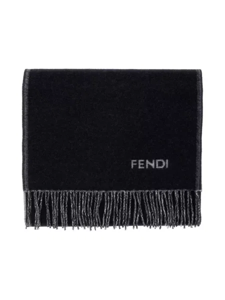 Szal Fendi z kaszmiru z logo niebieska