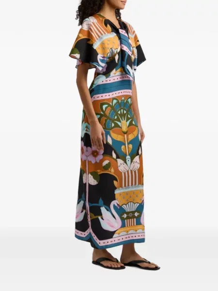 Rochie maxi Lug Von Siga cu legături negru