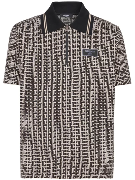 Polo Balmain din jacard negru