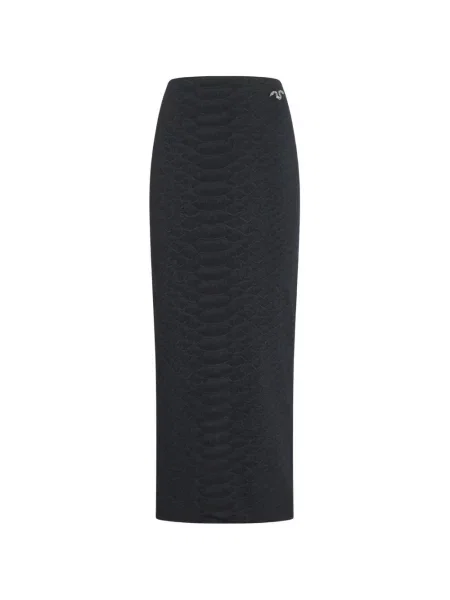 Fustă midi Roberto Cavalli cu model piele de șarpe negru