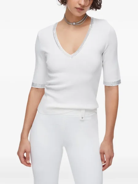 Tricou Liu Jo cu decolteu în V alb