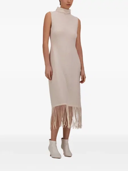 Rochie midi Herno cu franjuri alb