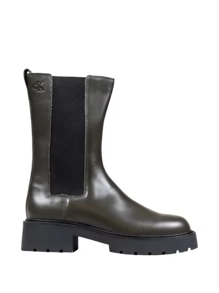 Botine chelsea Calvin Klein Jeans chunky cu autograf maro