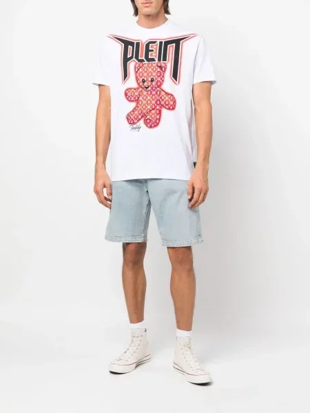 Raštuotas meškiukas marškinėliai Philipp Plein balta