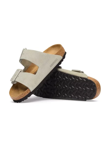 Birkenstock чехли дамски от велур Arizona Suede Cushion Buckle бежово